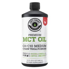 Left Coast Performance MCT Oil Liquid bottle pouring for quick energy