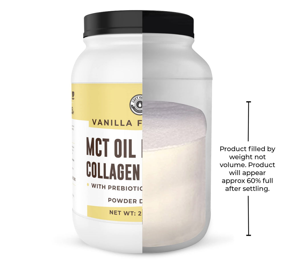 Left Coast Performance MCT Oil Powder vanilla mix; versatile daily addition for beverages.