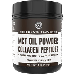 Left Coast Performance MCT Powder bottle, keto-friendly formula for busy mornings.