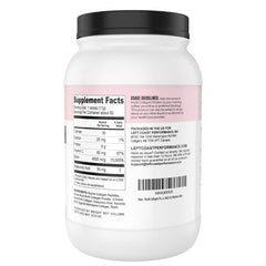 Left Coast Performance collagen jar label showing 2 lb value size and ingredients