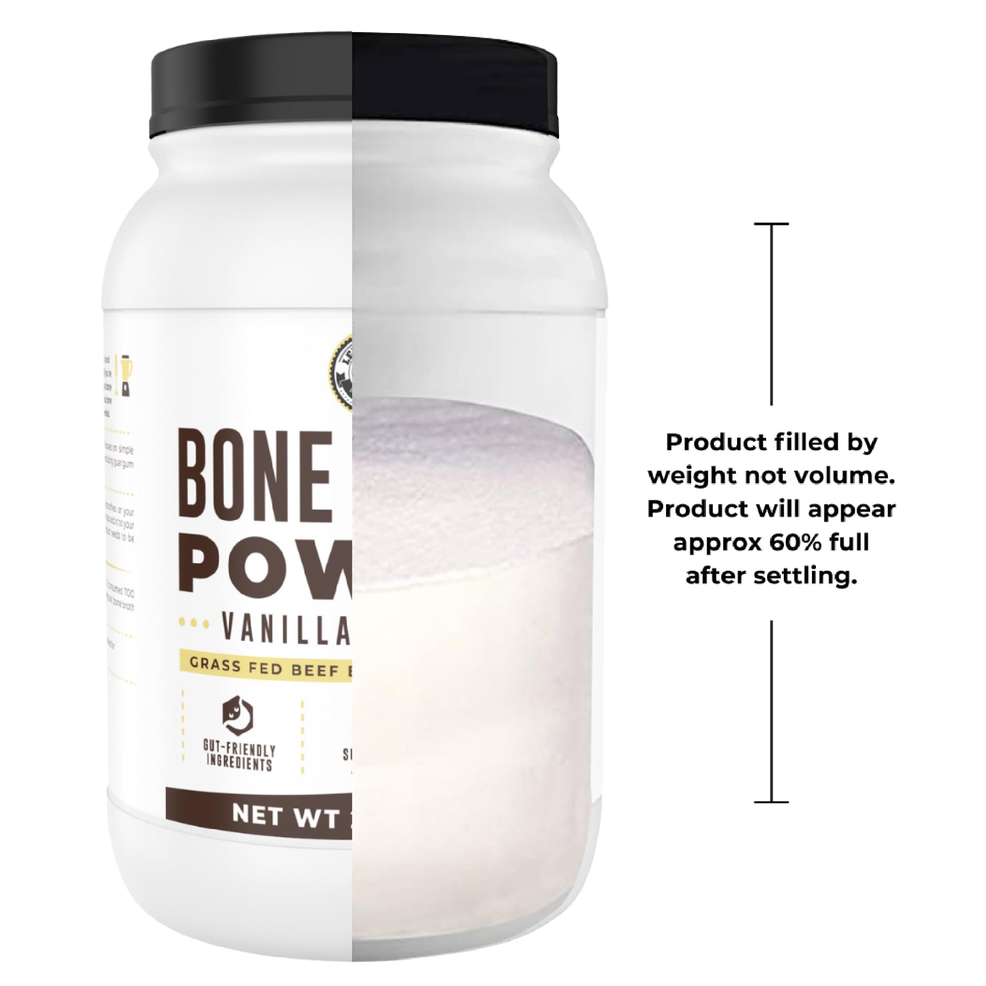 Blender blending Left Coast Performance vanilla bone broth powder with low foam