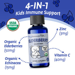 Legendairy Milk Elderberry Drops ingredients panel notes vitamin C and zinc.