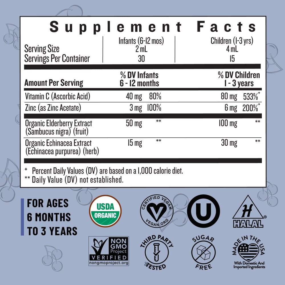 Legendairy Milk Elderberry Drops label close-up highlights clean ingredients.