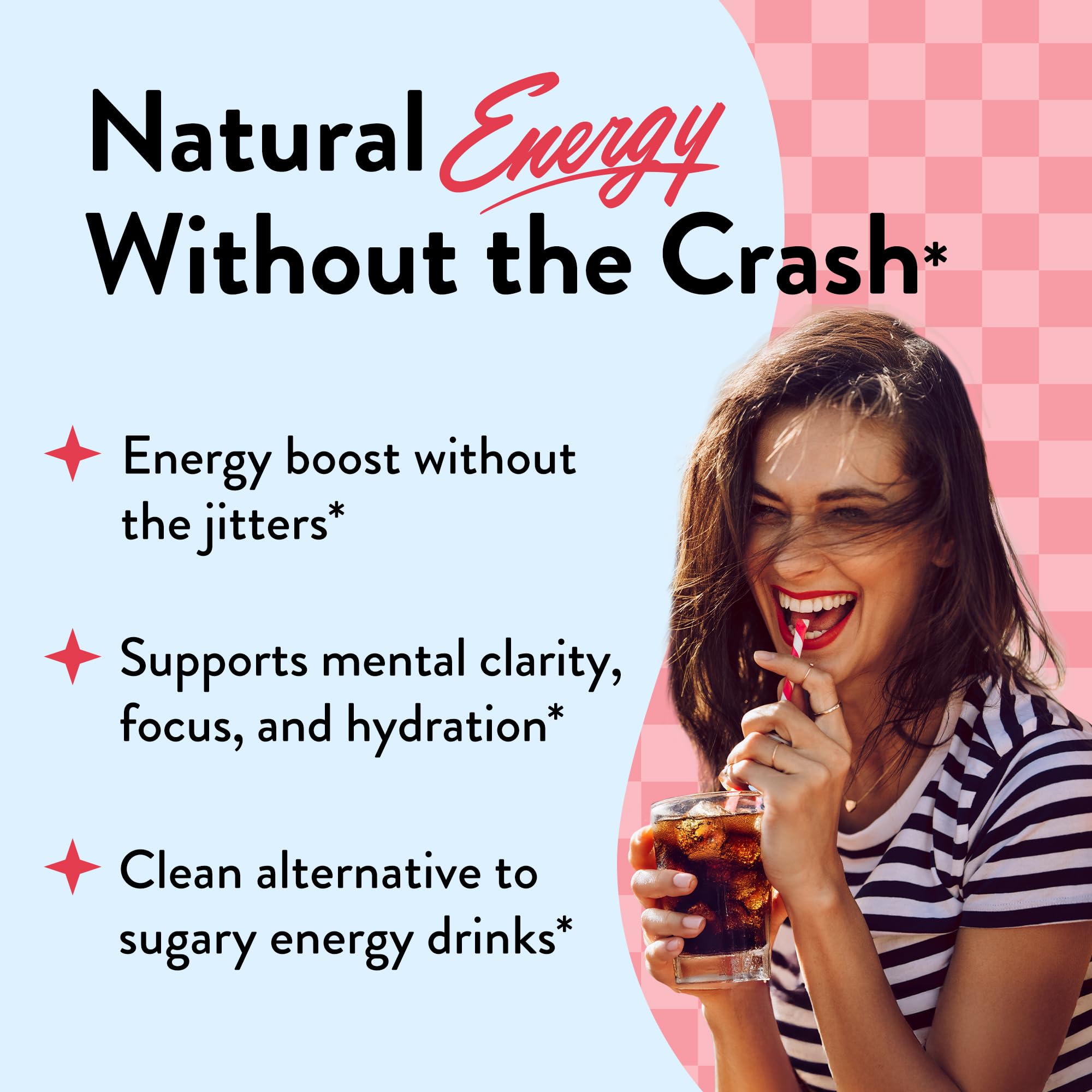 Legendairy Milk She's Electric cola powder being stirred into water for a refreshing boost.