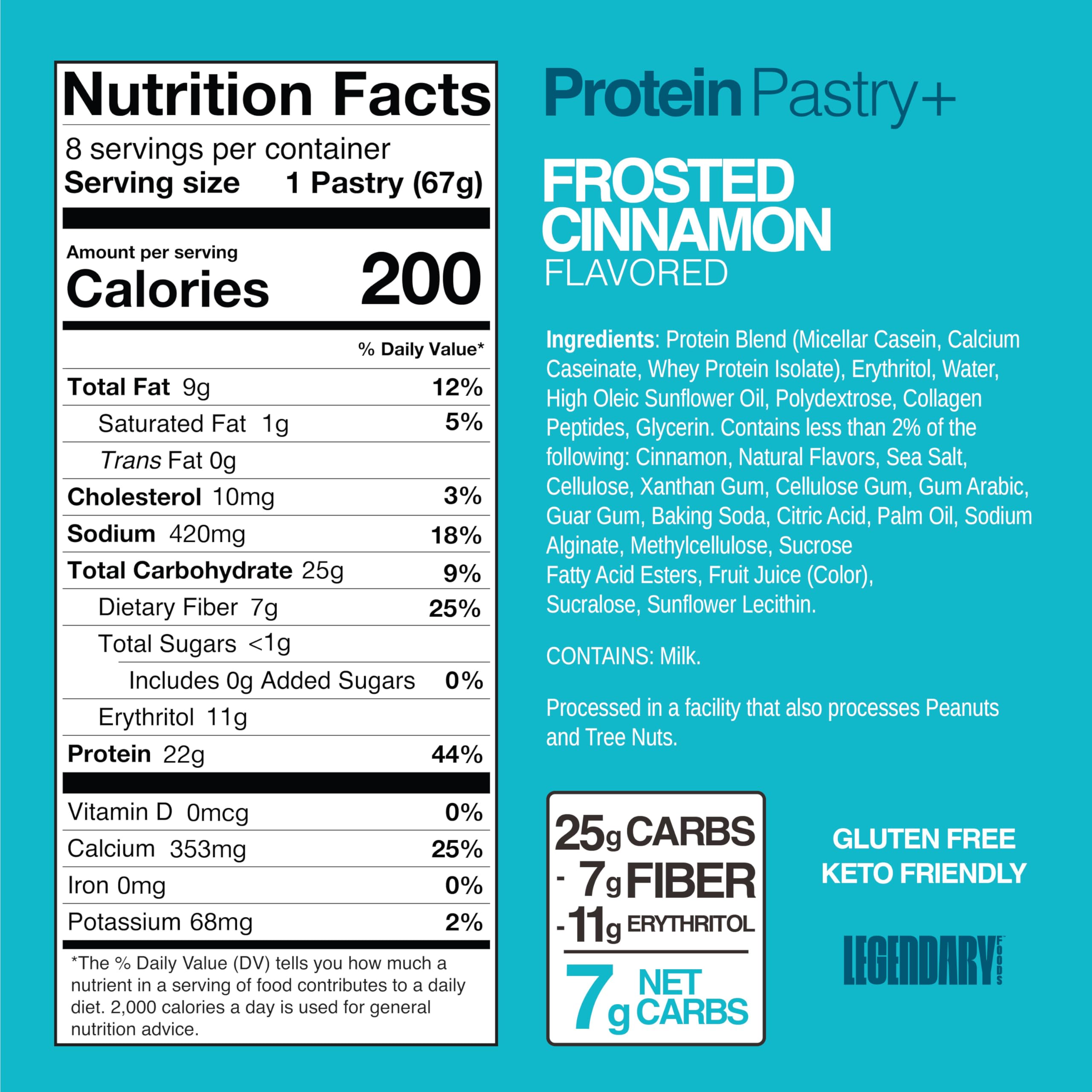 Legendary Foods 22g protein pastry bar displayed as a high-protein, low-carb option