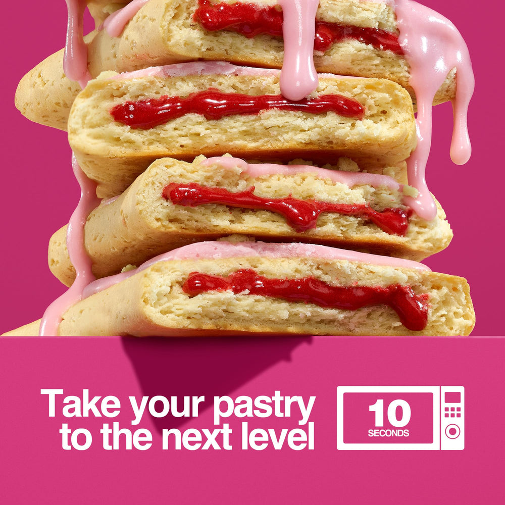 Legendary Foods 8-pack cherry crumble pastries arranged for family-friendly quick nourishment.