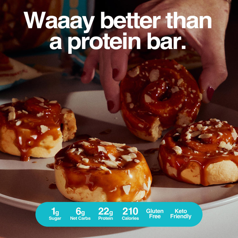 Legendary Foods Cinnamon Roll bar ingredients feature whey isolate, micellar casein, and collagen peptides.