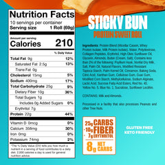 Legendary Foods Cinnamon Roll bar nutrition facts show 22g protein and low net carbs.