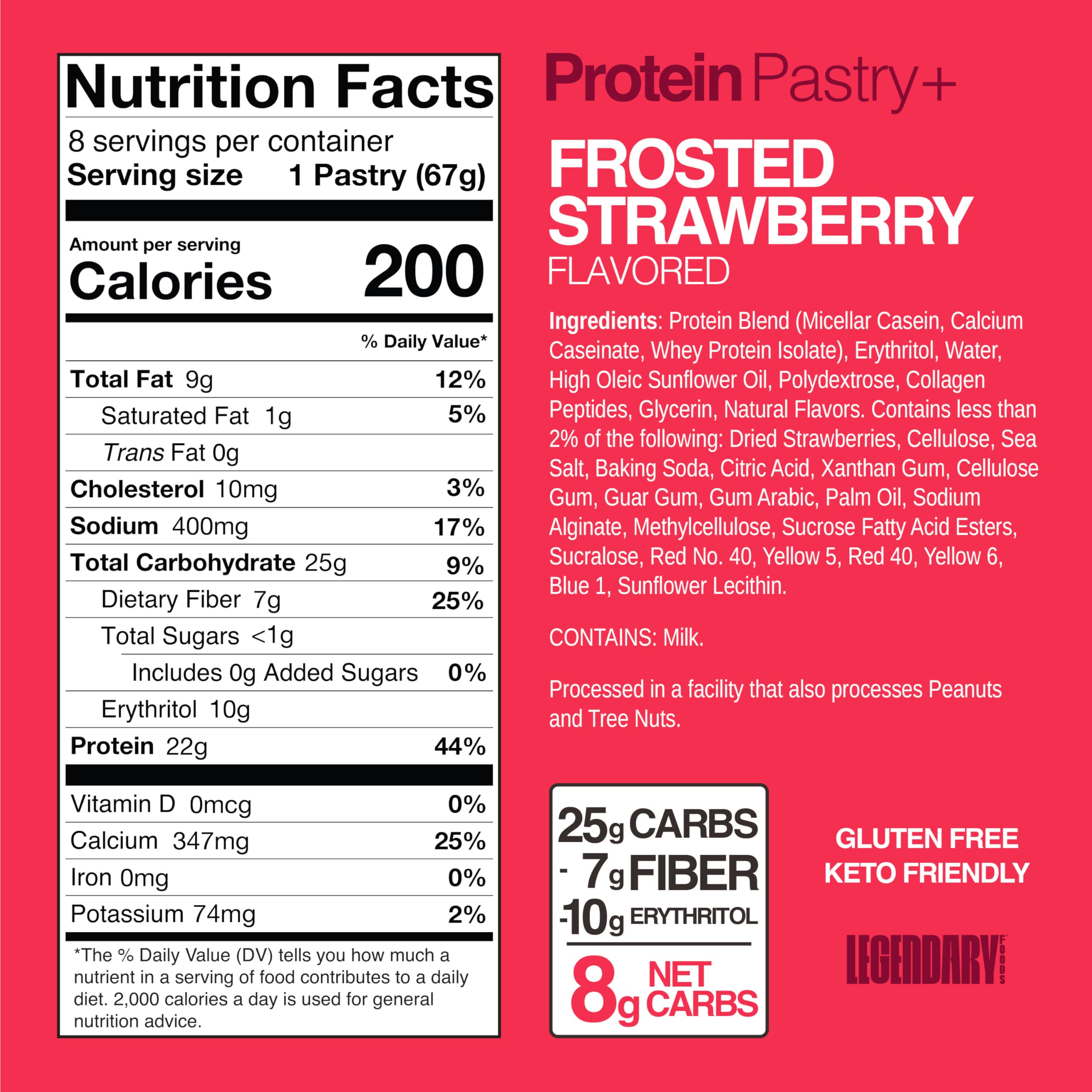Legendary Foods pastry cross-section showing whey protein isolate and fiber for balance