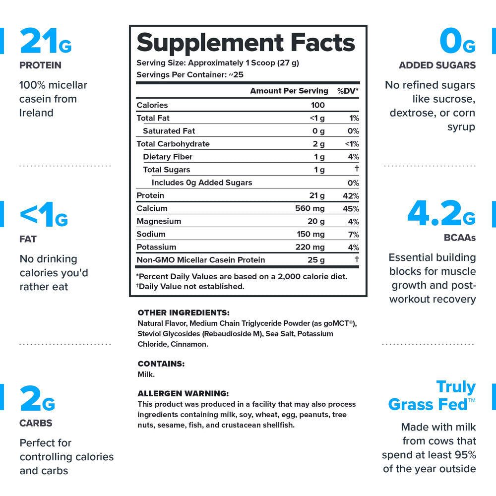 LEGION Casein+ Cinnamon Cereal scoop closeup shows convenient serving for daily protein.