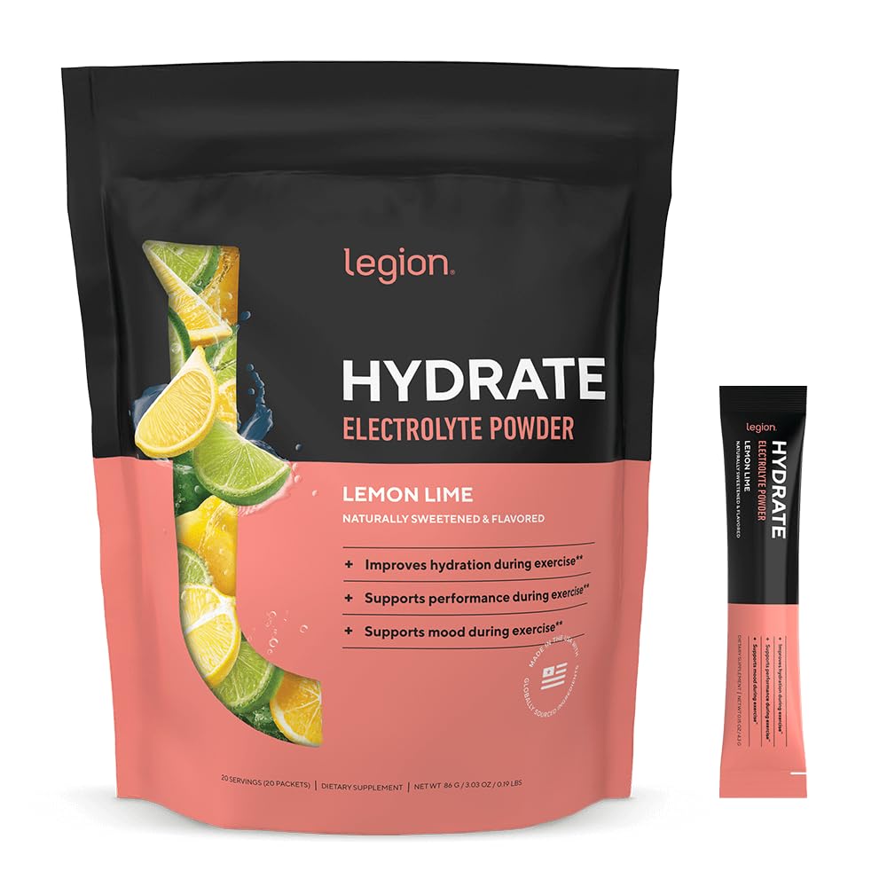 LEGION Hydrate on-the-go packets for convenient, sugar-free hydration during workouts.