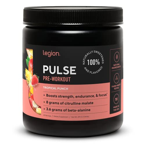 LEGION Pulse clean-label bottle emphasizing no artificial additives.