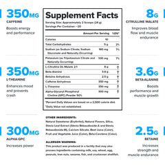 LEGION Pulse ingredient dosage chart displaying six components