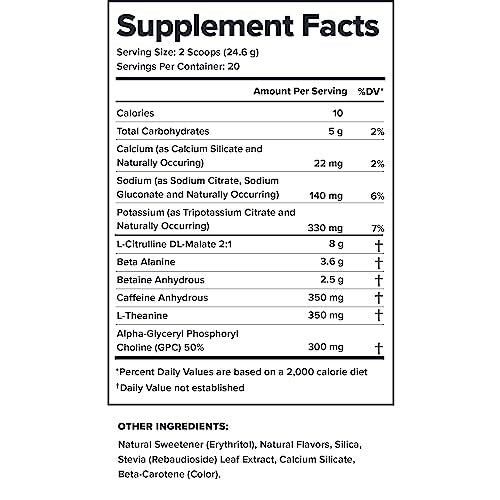 LEGION Pulse ingredients chart on the label for easy reference
