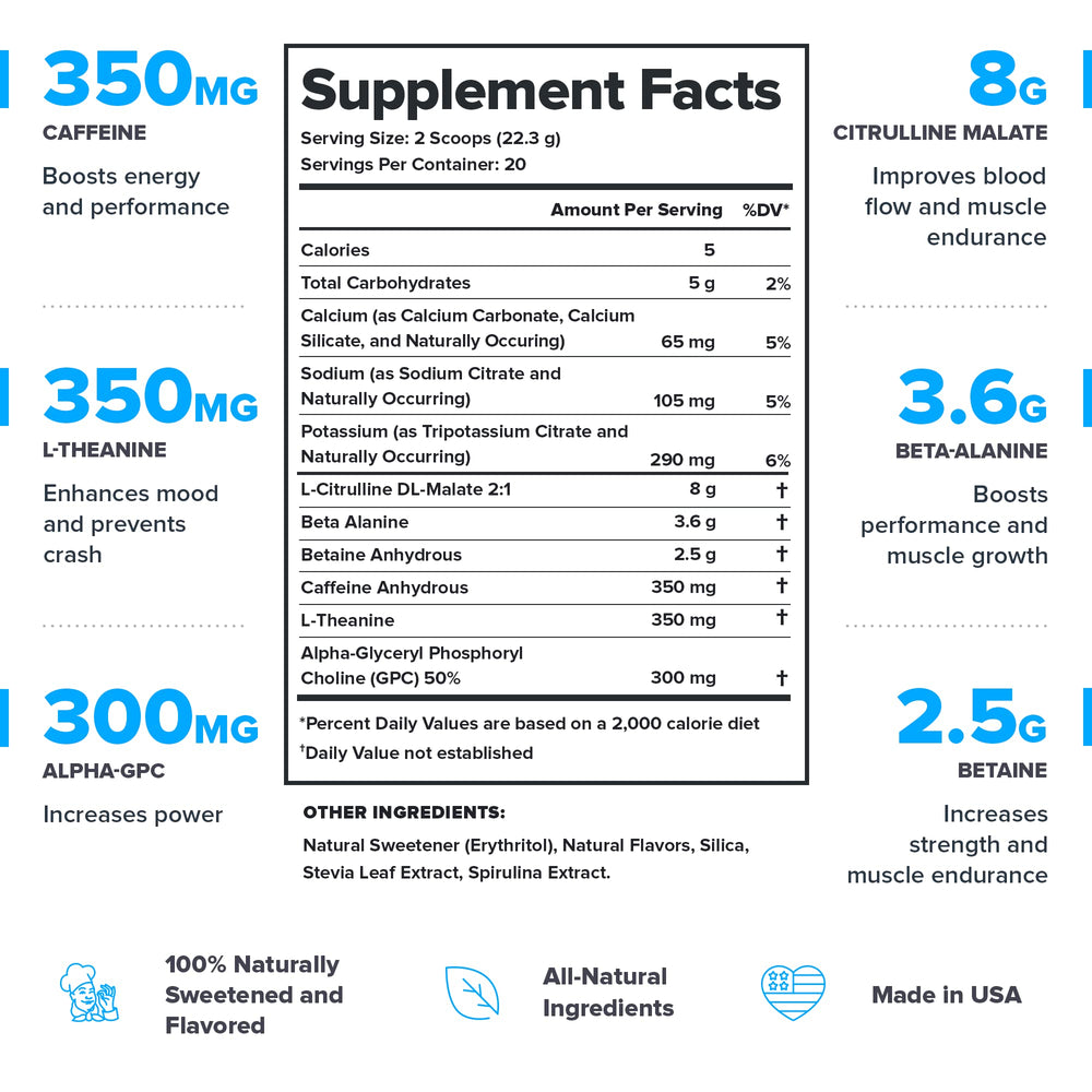 LEGION Pulse pre workout tub back label highlights transparent ingredients