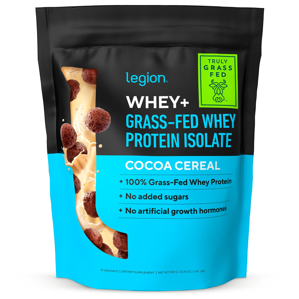 LEGION Whey+ bag of powder ready for a post-workout shake