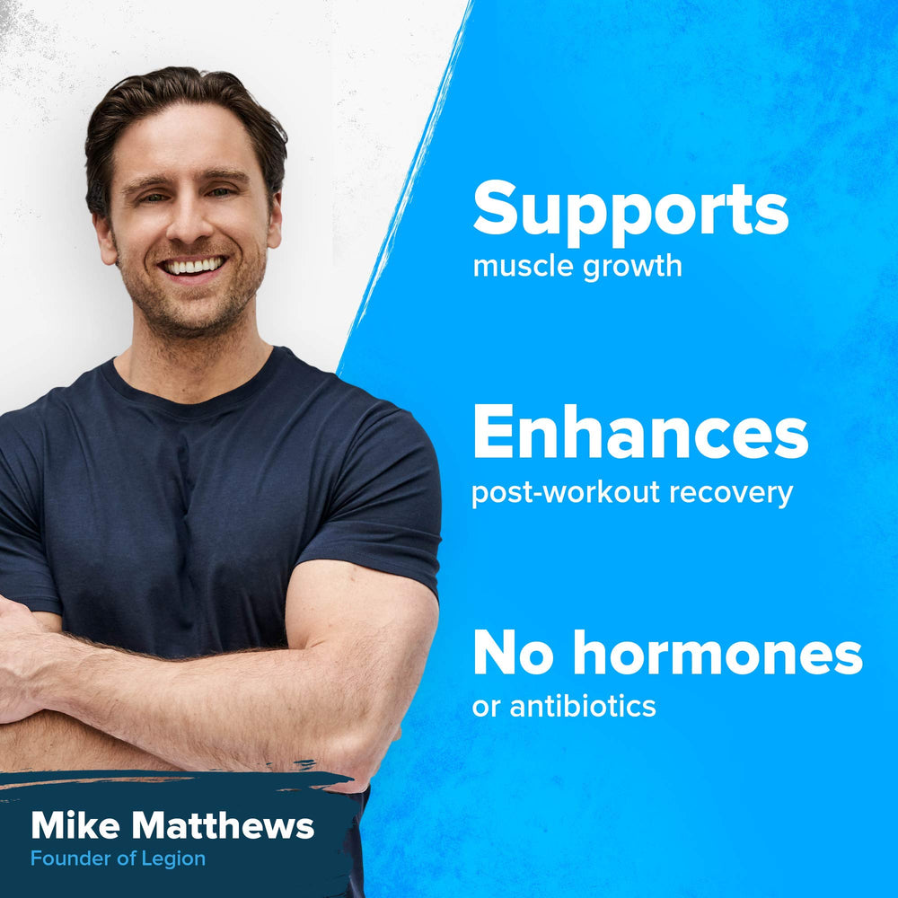 LEGION Whey+ grass-fed milk source promotes natural, hormone-free dairy