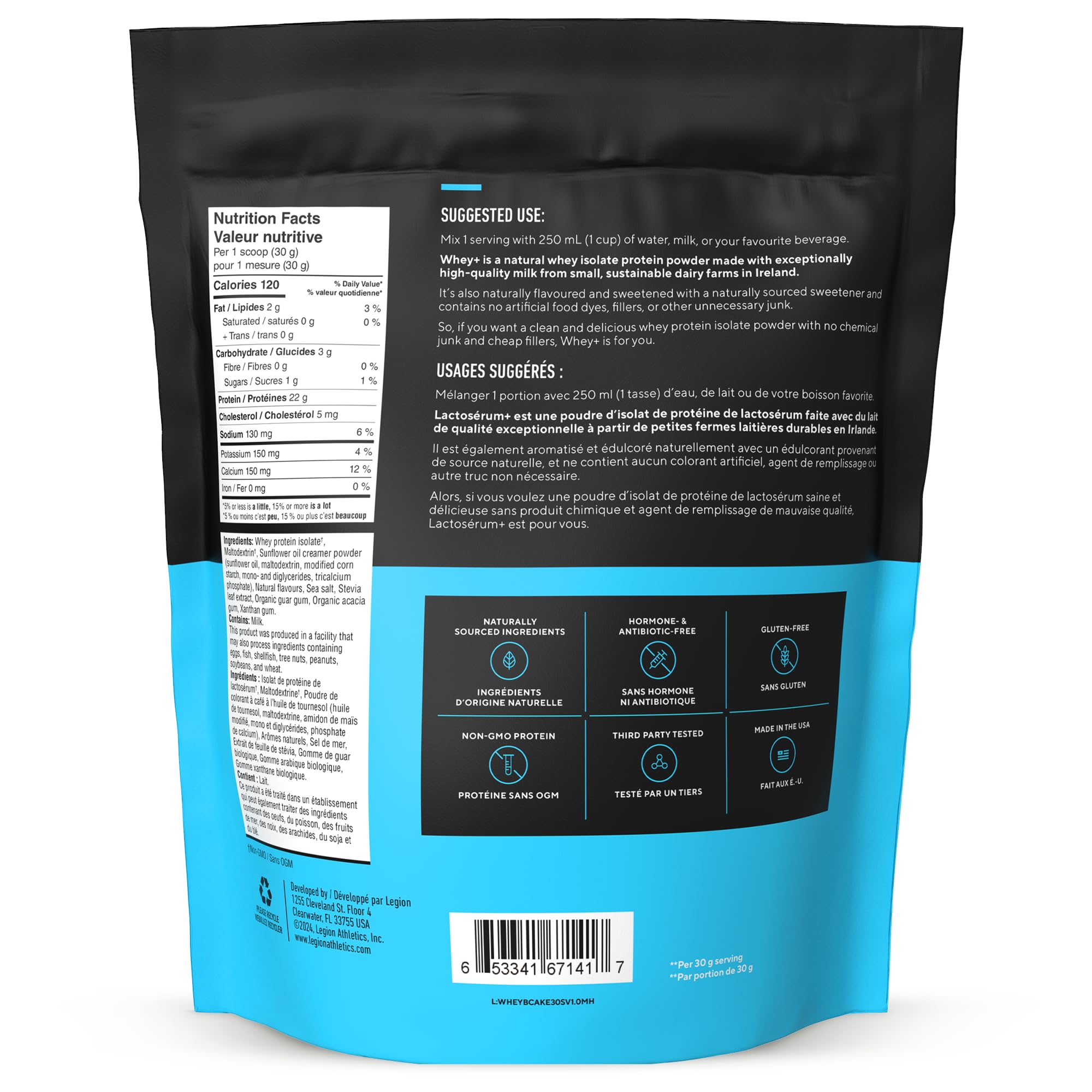 LEGION Whey+ Irish milk source shown from grass-fed farms.