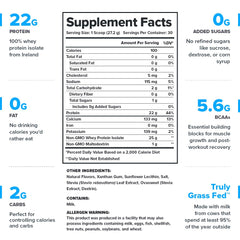 LEGION Whey+ nutrition label highlights high-protein content with clean ingredients.