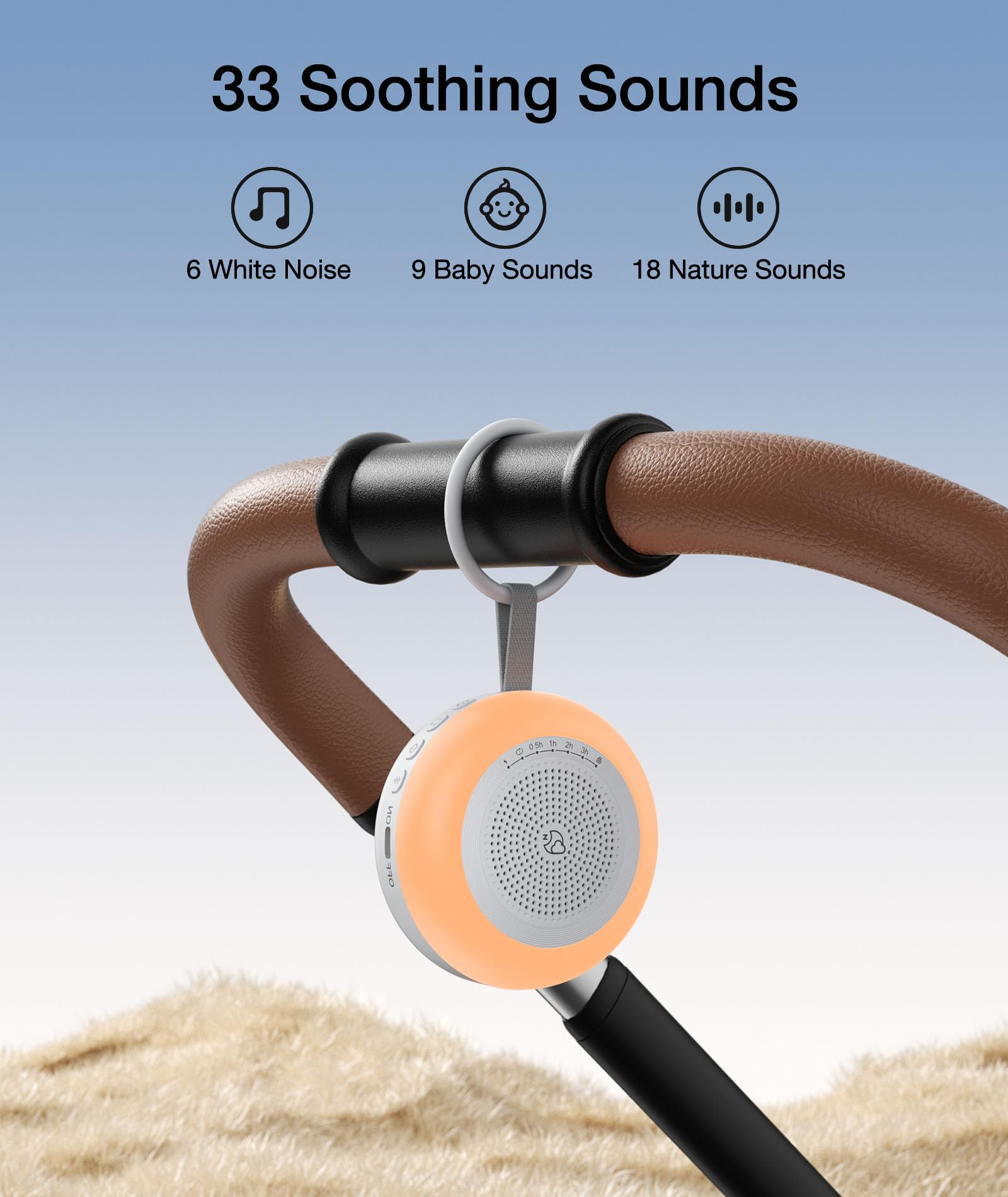 LEICEX travel-friendly sound machine with strap and hook for trips