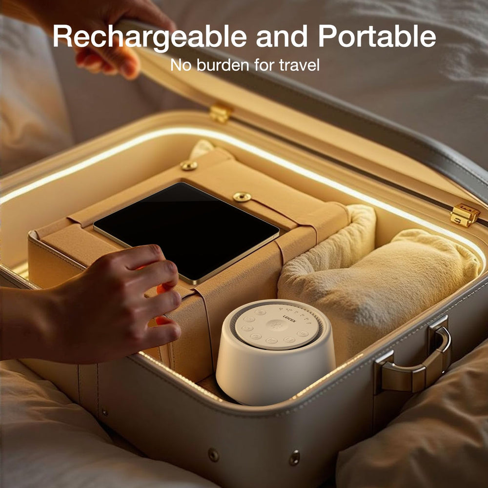 Compact LEICEX white noise machine ideal for travel and hotels.