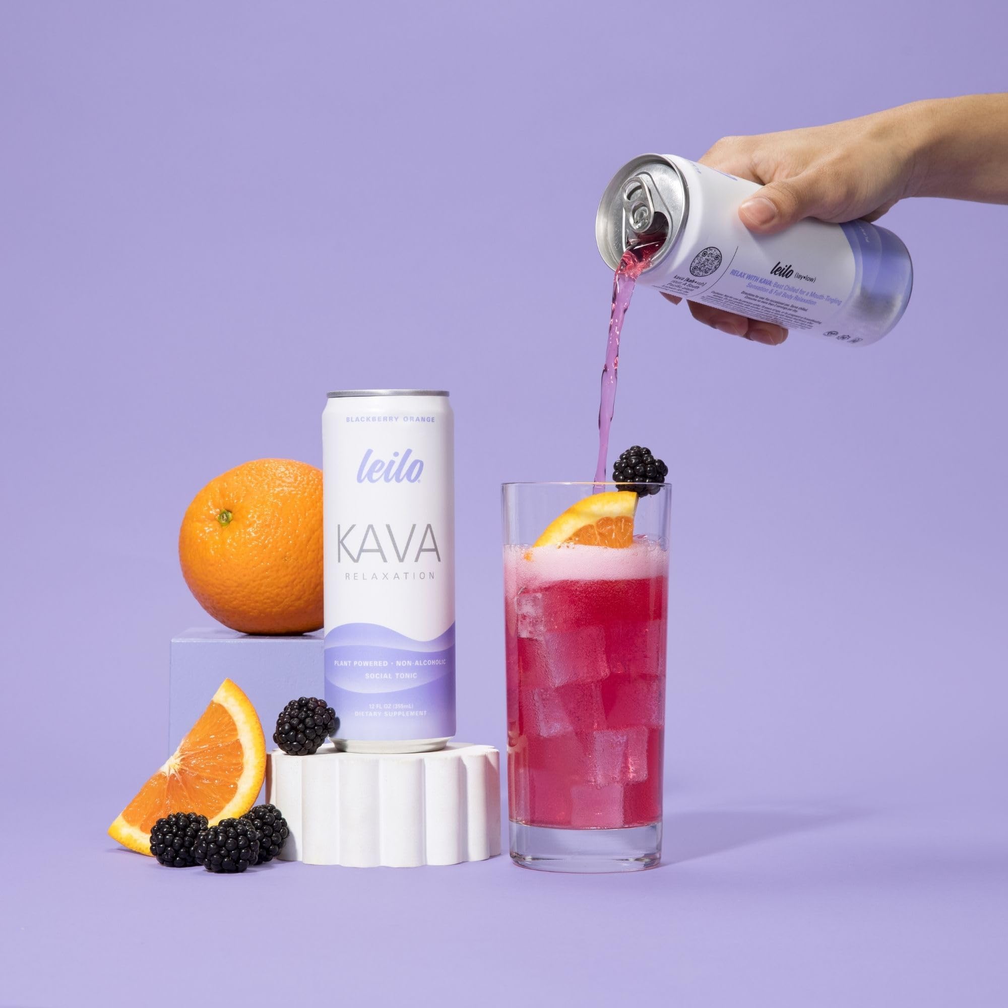 LEILO blackberry orange flavor closeup, bold and refreshing for a quick break