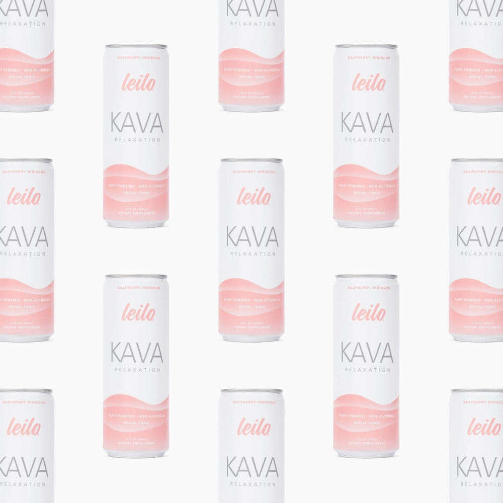 LEILO kava sparkling label closeup communicates a low-calorie vegan choice