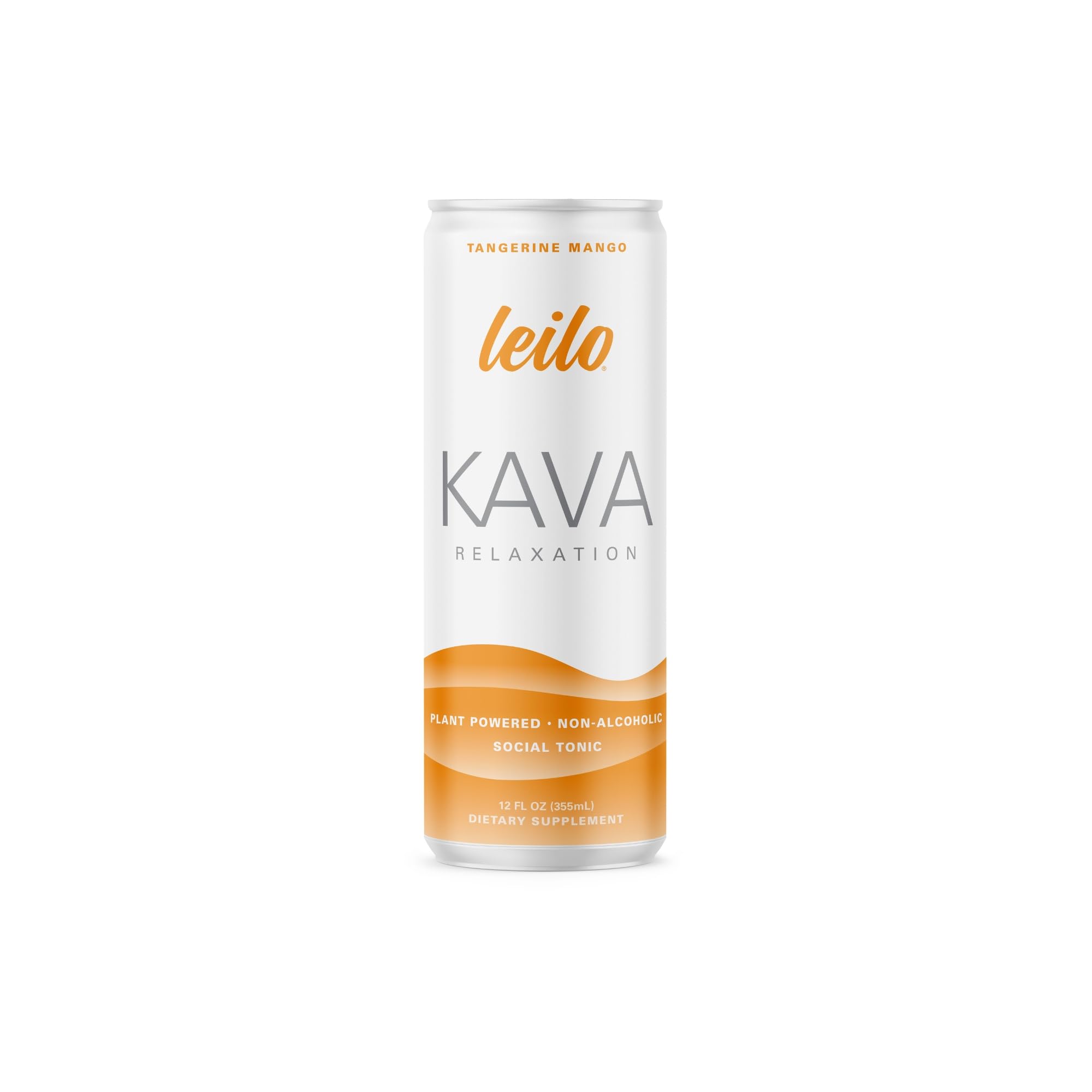 LEILO Kava sparkling Tangerine Mango can for a calming, non-alcoholic refreshment.