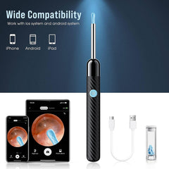 LEIPUT earwax removal app connects via Wi-Fi on iOS and Android for photos and videos.