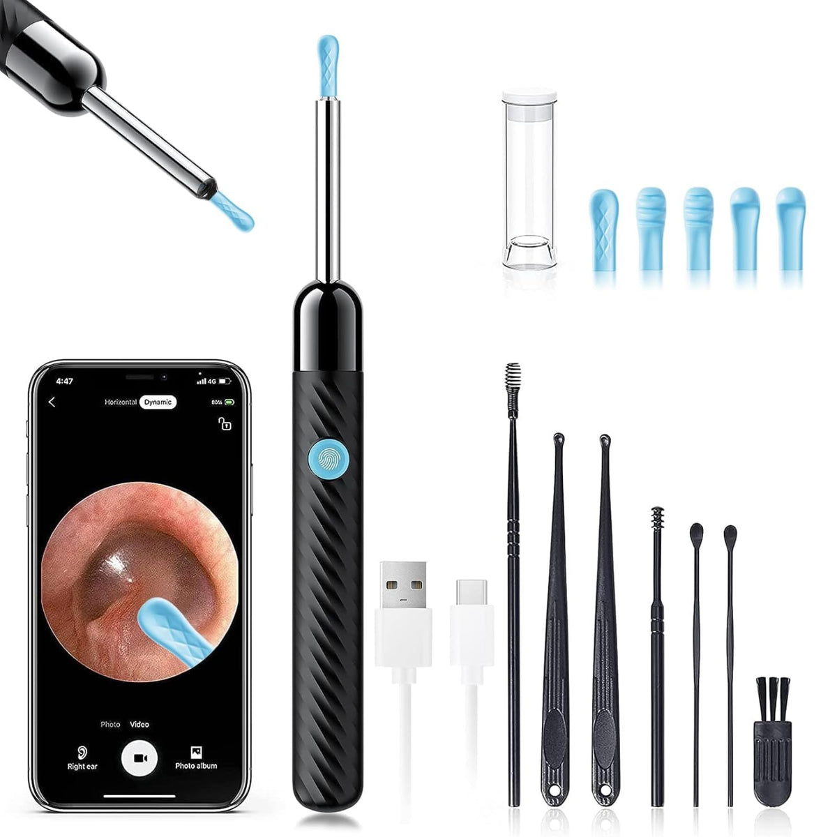 LEIPUT Ear Wax Removal Camera 1080P view for clear ear inspection at home.
