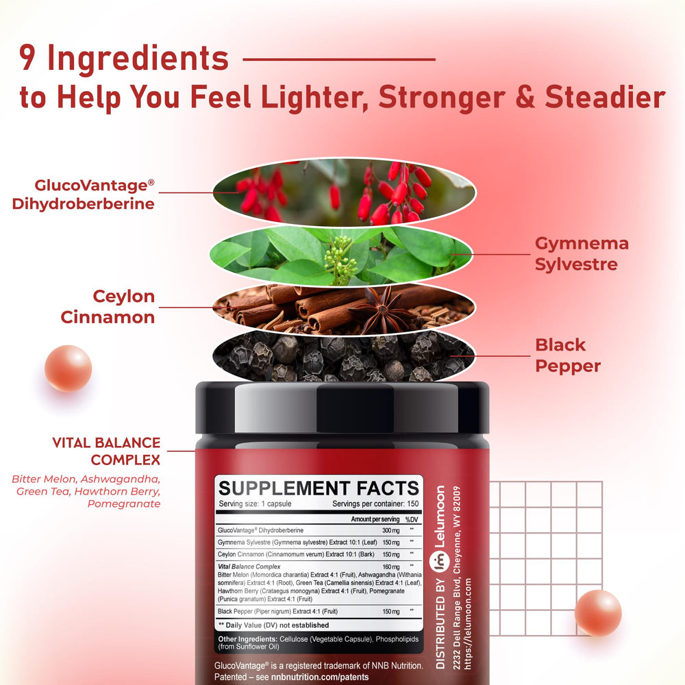 LELUMOON Bitter Melon Hawthorn Green Tea blend shown with key ingredients.