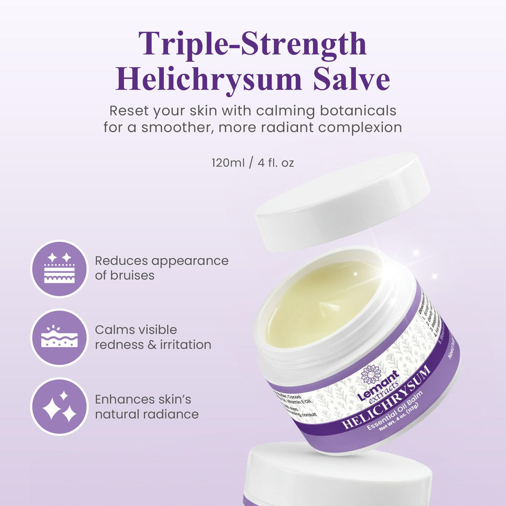Lemant Helichrysum Balm being gently applied for bruise appearance support