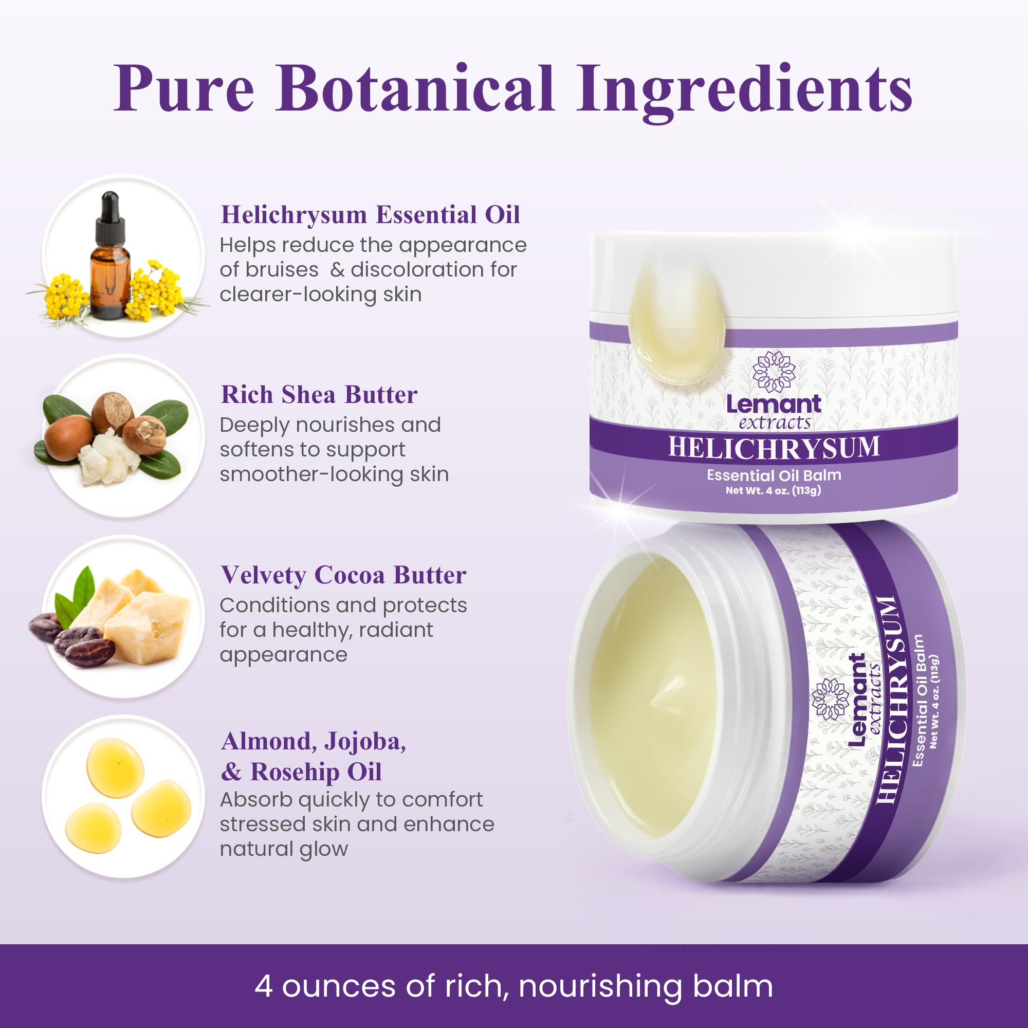 Lemant Helichrysum Balm on skin showing redness reduction potential