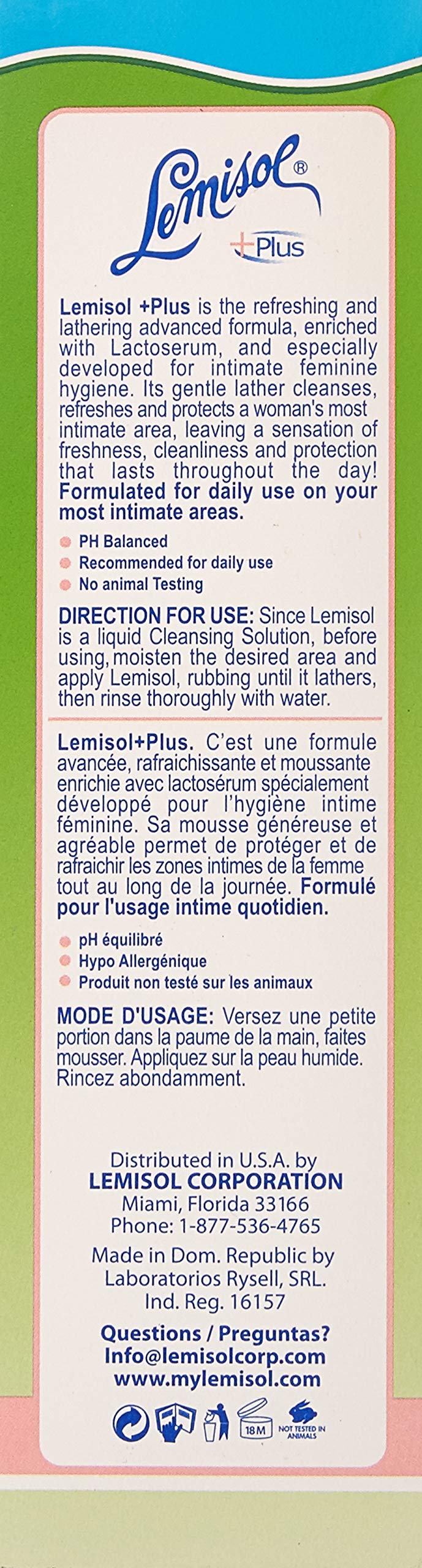Lemisol Plus feminine wash pack of three shown for convenient daily cleansing.