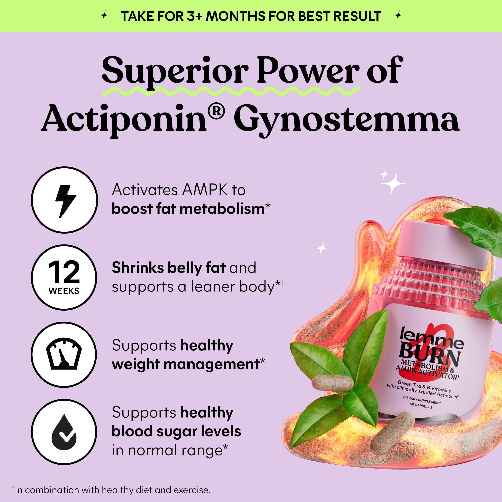 Lemme Burn green tea extract capsule emphasizing polyphenol-rich metabolism support.