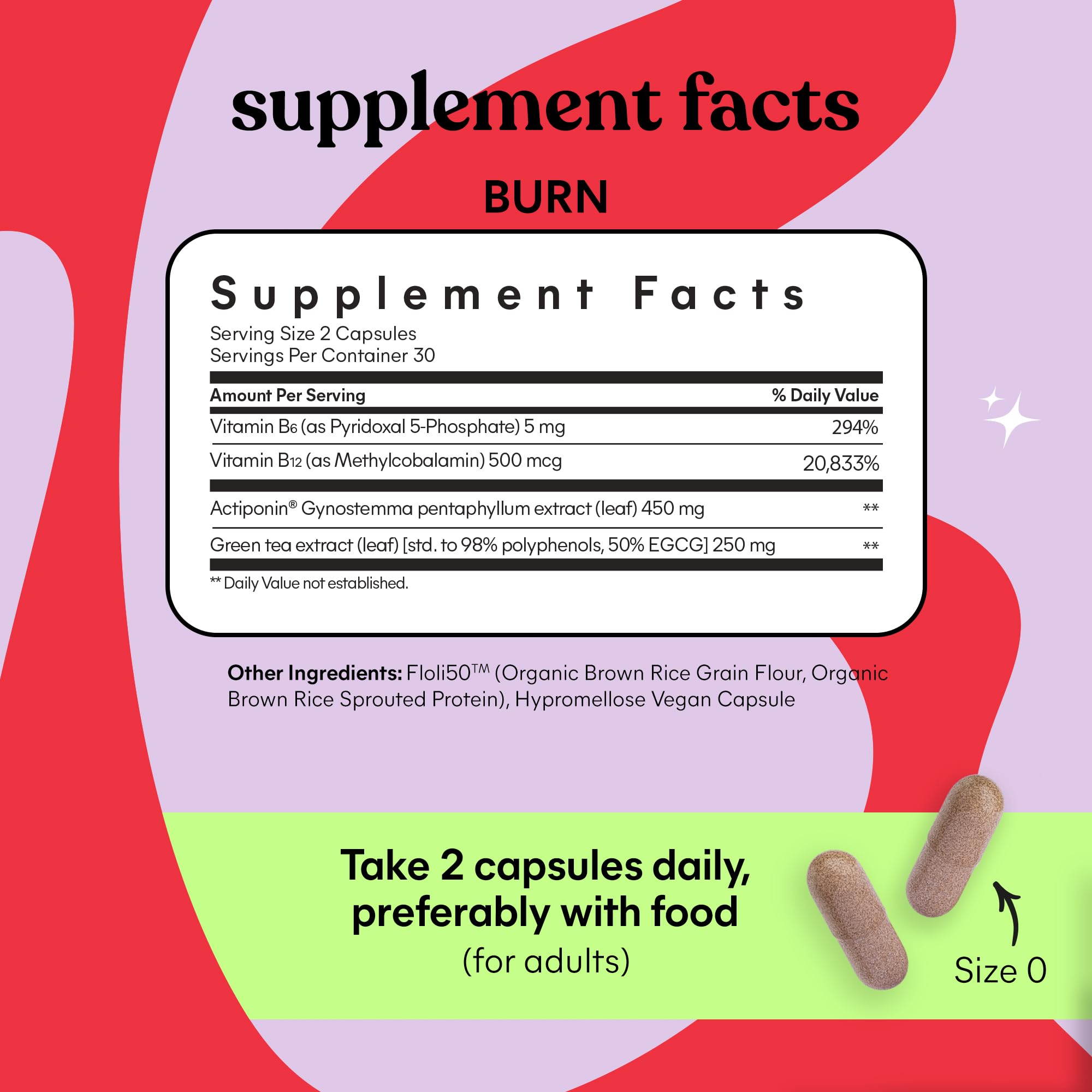 Lemme Burn capsules with vitamins B6 and B12 for energy metabolism.