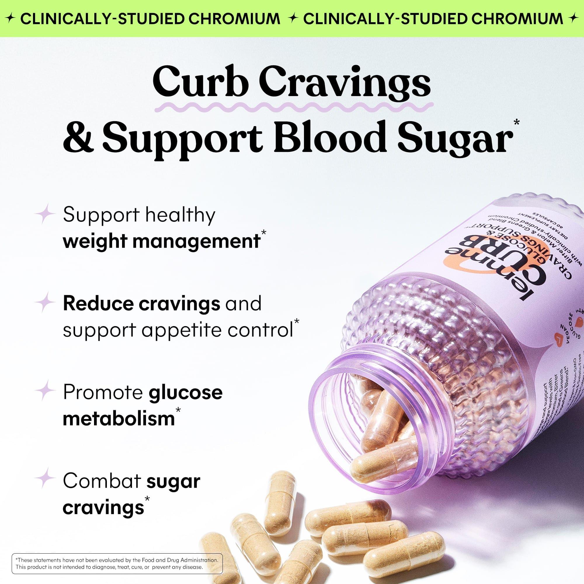 Lemme Curb Cravings capsules for convenient metabolic support.