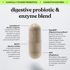 Lemme Debloat capsules closeup highlighting vegetarian tablets