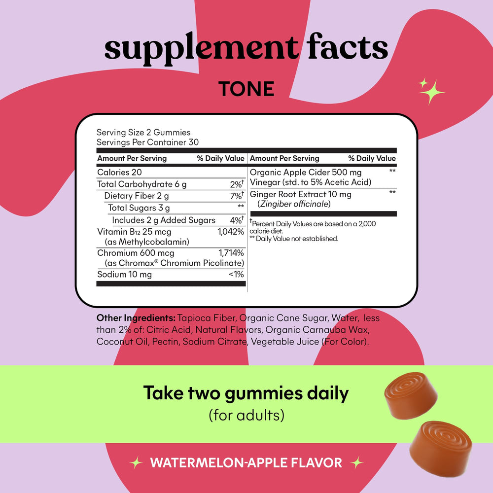 Lemme Tone nutrition label closeup, emphasizing plant-based, no synthetic colors.