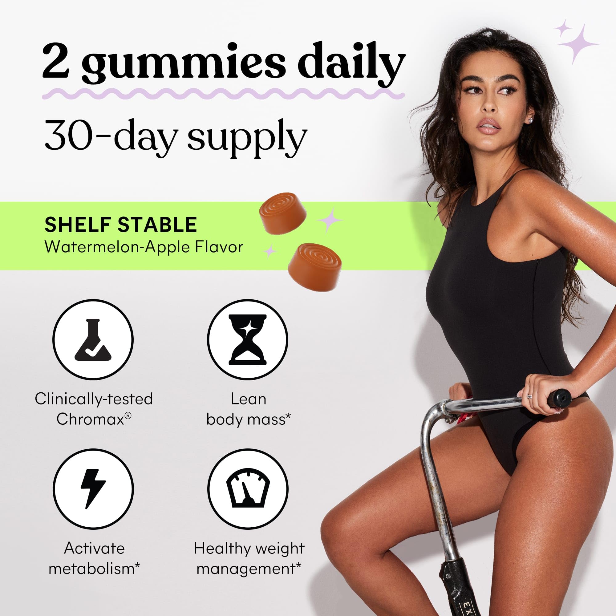 Lemme Tone gummies demonstrating Chromax chromium and B12 ingredients for energy metabolism.