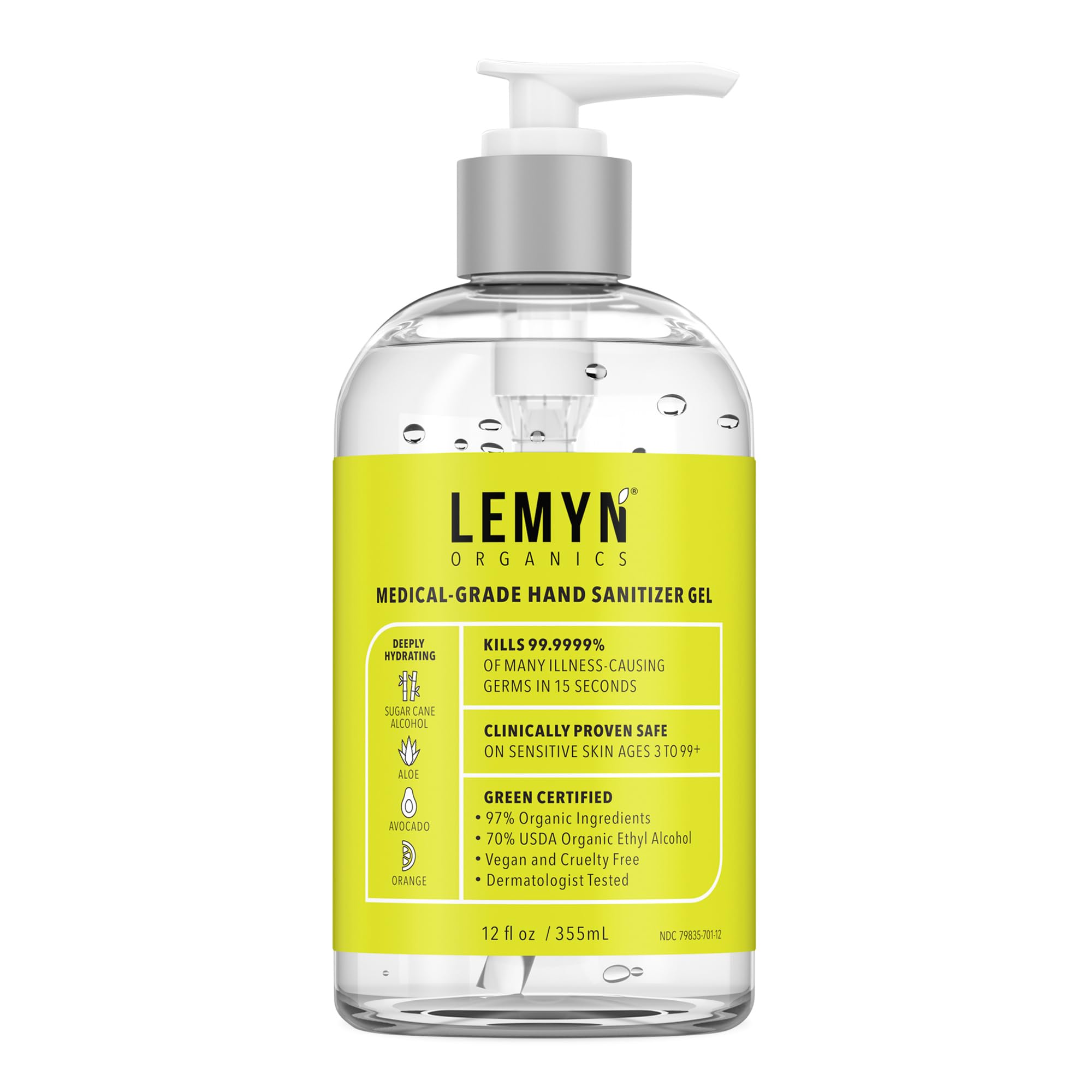 Lemyn Organics hand sanitizer gel pump bottle ready for quick protection