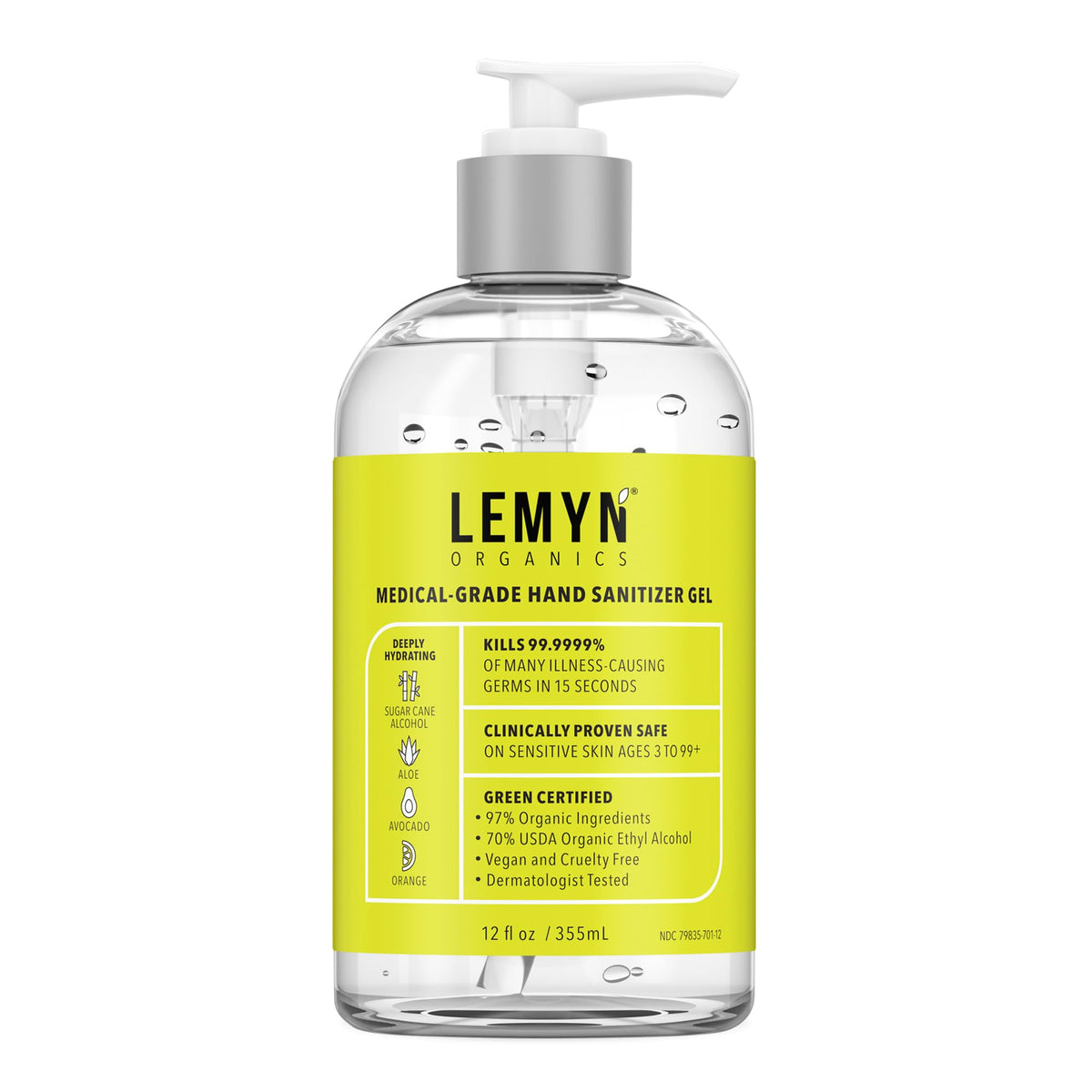 Lemyn Organics hand sanitizer gel pump bottle ready for quick protection