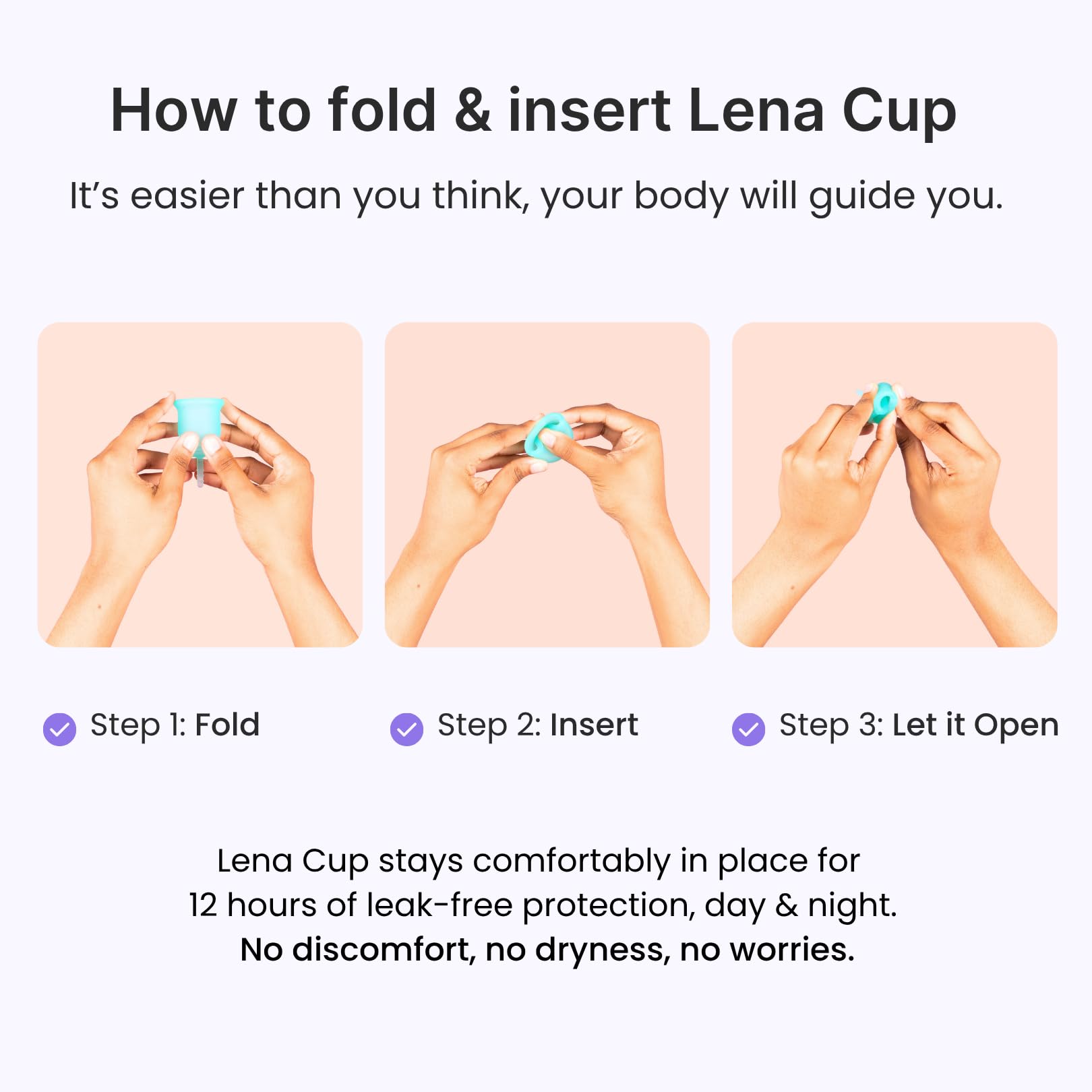 LENA Cup during workouts remains securely in place