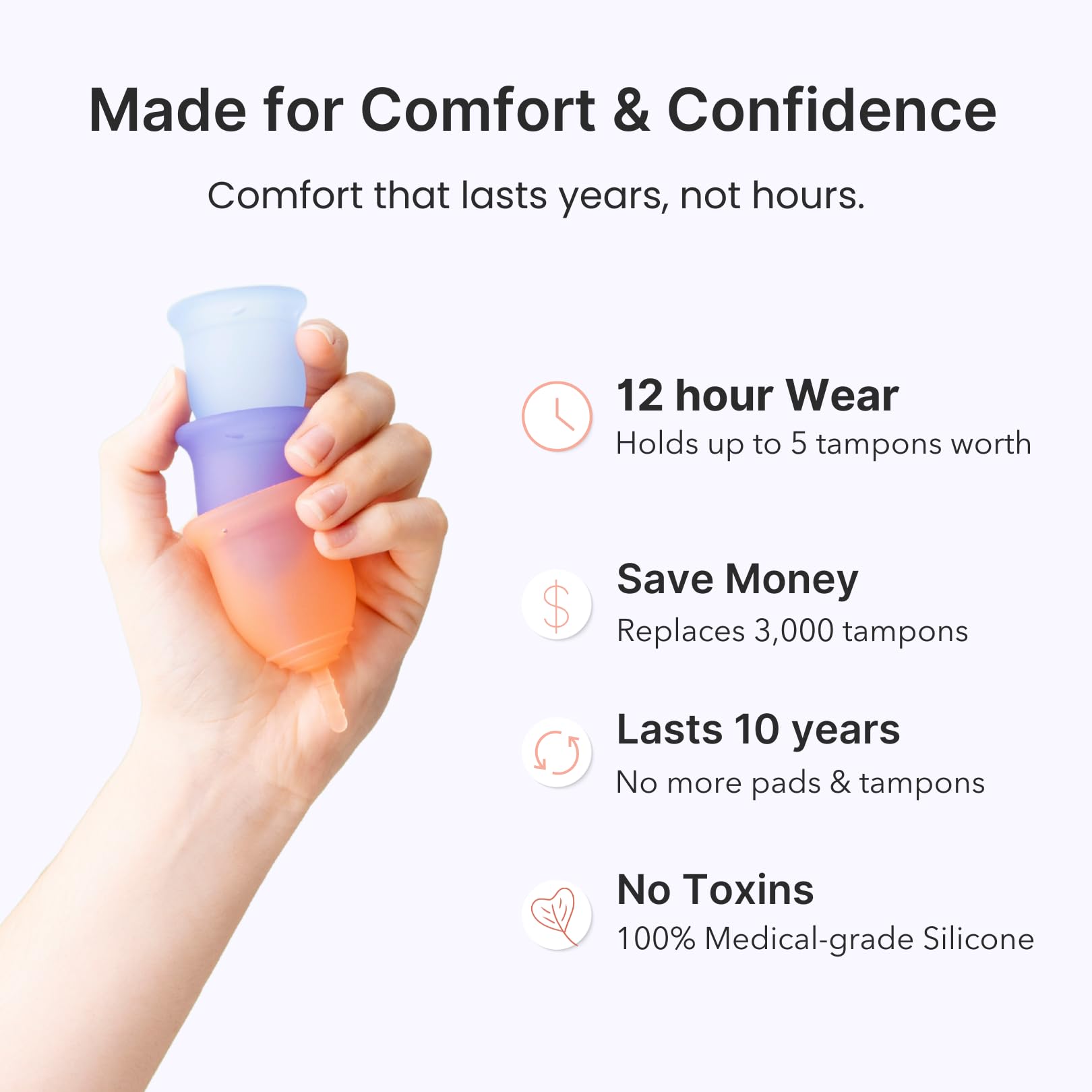 Fold and insert Lena Cup to show soft silicone and flexible seal