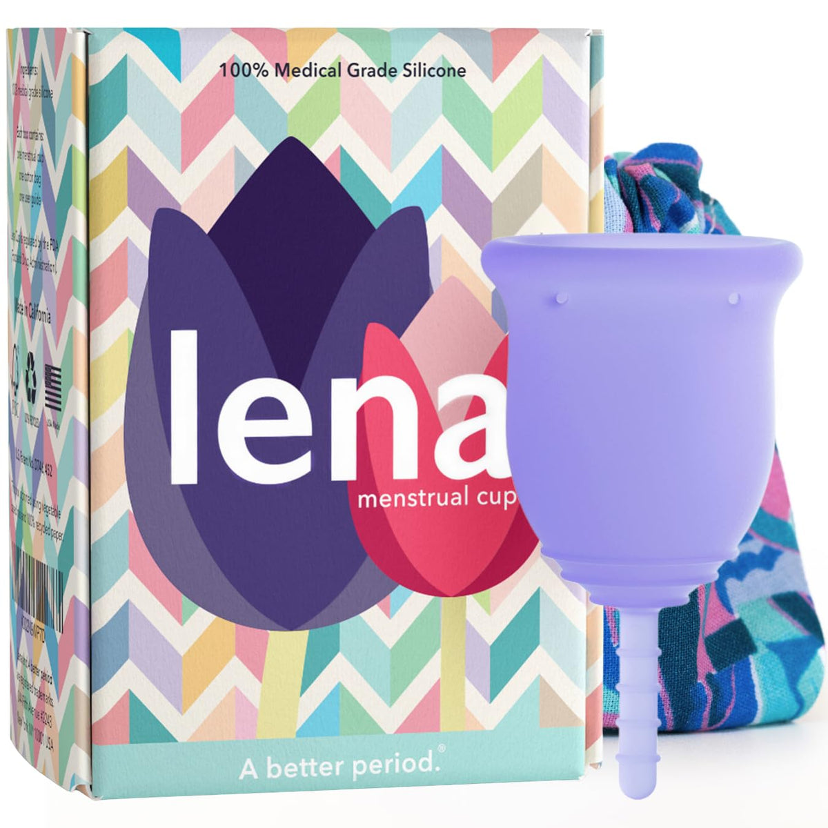 LENA Cup Original Small Purple packaging demonstrates easy-open design for beginners.