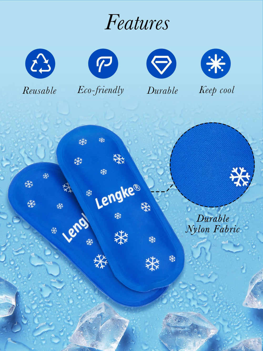 LengKe hielo reutilizable de nylon, diseño ligero para viaje.