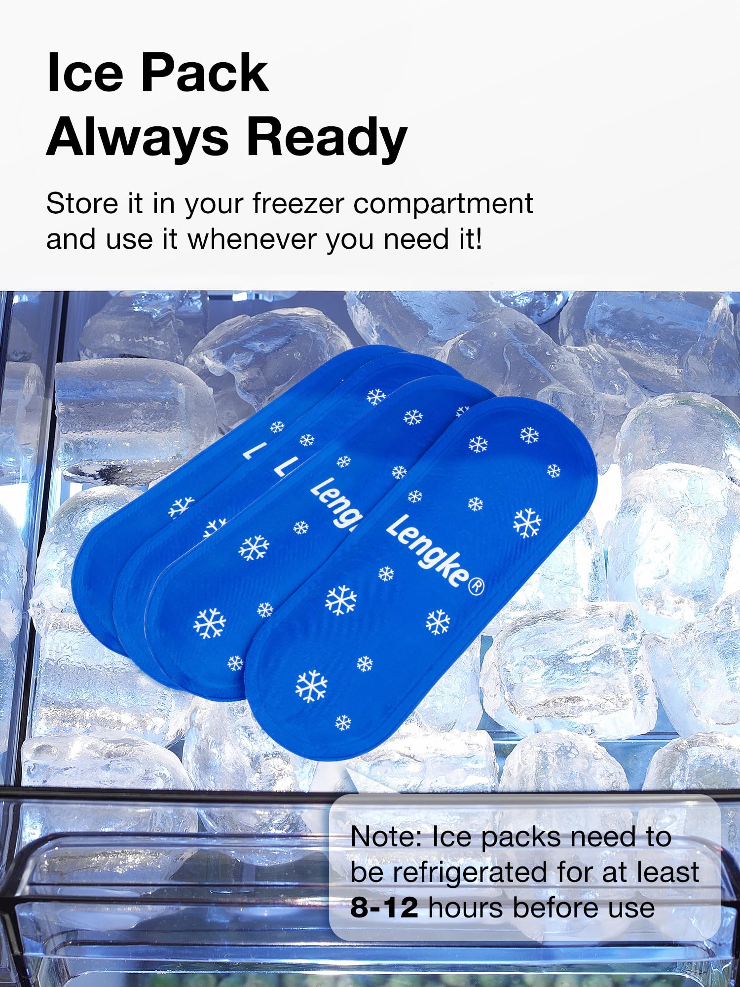 LengKe TSA-approved ice packs with labeling for airline travel.