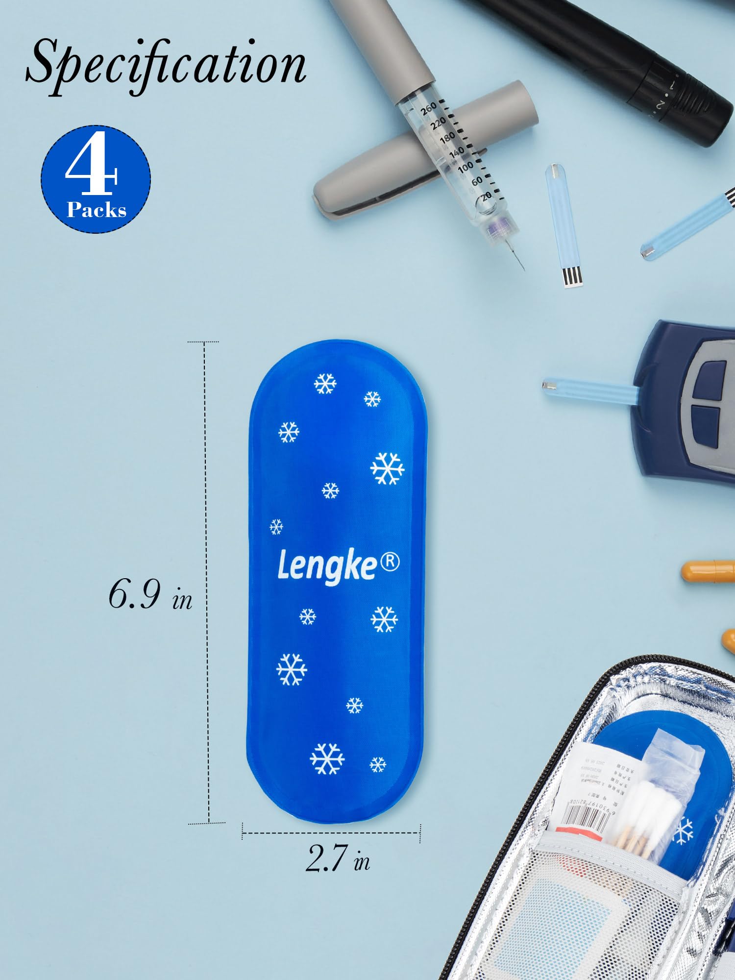 LengKe pack de hielo para viaje insulina, dos unidades, ideal para estuches portátiles.
