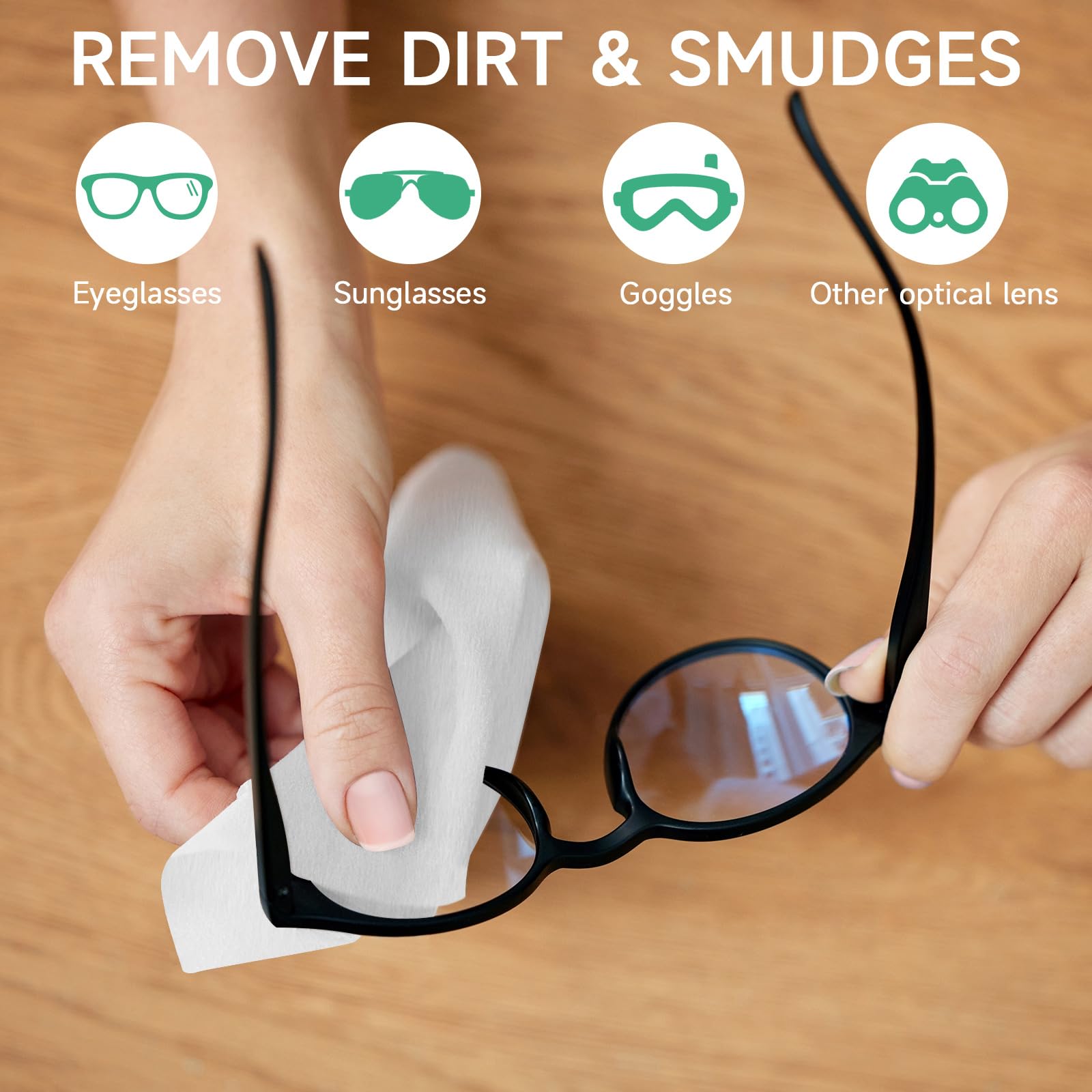 Individually wrapped Lensmate wipes for on-the-go lens care
