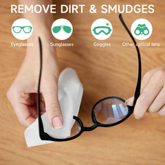 Individually wrapped Lensmate wipes for on-the-go lens care